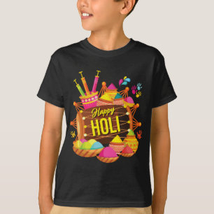 T-shirt Happy Holi Festival Powder 2022 Inde couleurs Hind