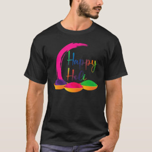 T-shirt Happy Holi Pour Femmes Hommes Enfants Couleur Inde