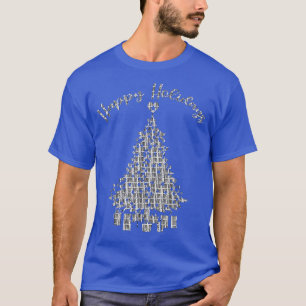 T-shirt Happy Holidays a Love B&W Christmas Tree Lights Pr