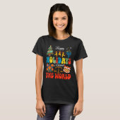 T-shirt Happy Holidays Around World Christmas Hanukkah Diw (Devant entier)