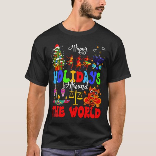 T-shirt Happy Holidays Around World Matching Family Vacati (Devant)