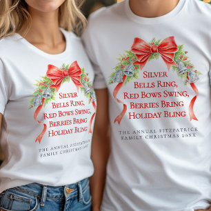 T-shirt Happy Holidays cloches affiche le slogan de l'aqua