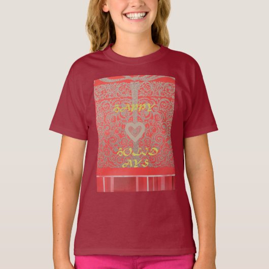 T-shirt Happy Holidays Parties scintillant rouge design co (Devant)