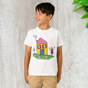 T-shirt Happy Home Colorful House et Stick Figure