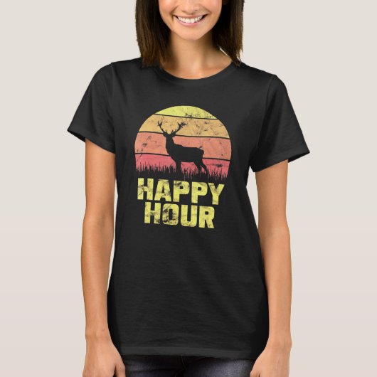 T-shirt Happy Hour Deer Sunset Chasse 1 (Devant)