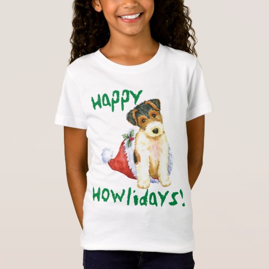 T-Shirt Happy Howliday Wire Fox Terrier (Devant)