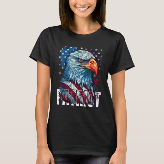 T-shirt Happy Independence Day 4th July Patriot Eagle Amer (Devant)