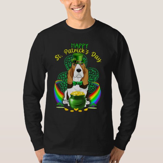 T-shirt Happy Jour de la Saint Patrick Basset Hound Leprec (Devant)