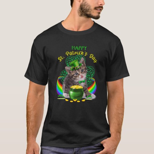 T-shirt Happy Jour de la Saint Patrick Kitten Leprechaun C (Devant)
