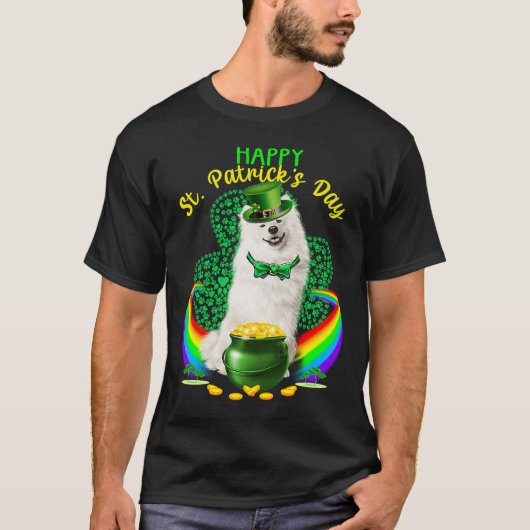 T-shirt Happy Jour de la Saint Patrick Samoyed Leprechaun  (Devant)