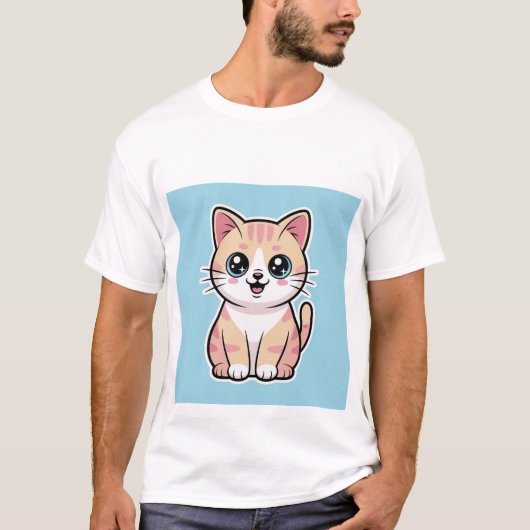 T-shirt Happy Kawaii Cat Smiling Big - Pastel Kitten ✨🐾 (Devant)