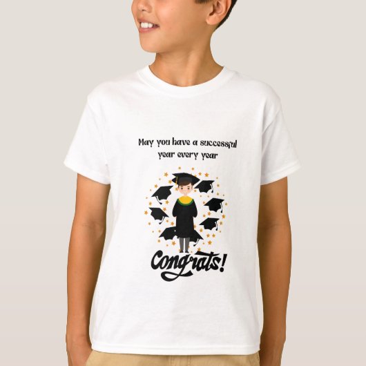 T-shirt Happy Kids Graduation Silhouette with Bright Vibes (Devant)