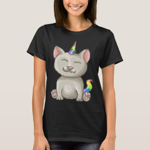 T-shirt Happy Kitty Pixel Rainbow Cat Unicorn