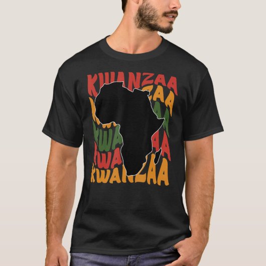 T-shirt Happy Kwanzaa African Map Kinara Candles Celebrati (Devant)