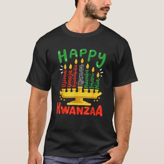 T-shirt Happy Kwanzaa Seven Principles Kinara Candles Men (Devant)