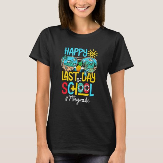 T-shirt Happy Last Day Of School 7th Grade  Summer Teacher (Devant)