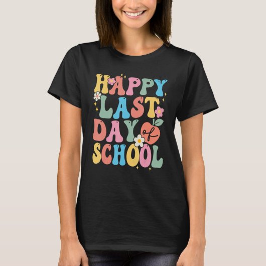 T-shirt Happy Last Day Of School Groovy Boho Teacher & Stu (Devant)