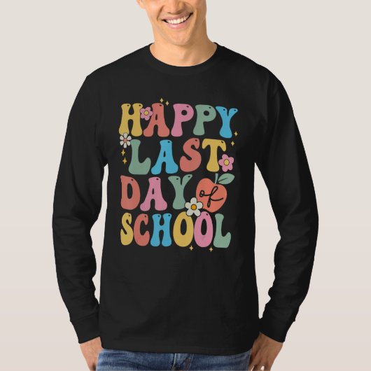 T-shirt Happy Last Day Of School Groovy Boho Teacher & Stu (Devant)