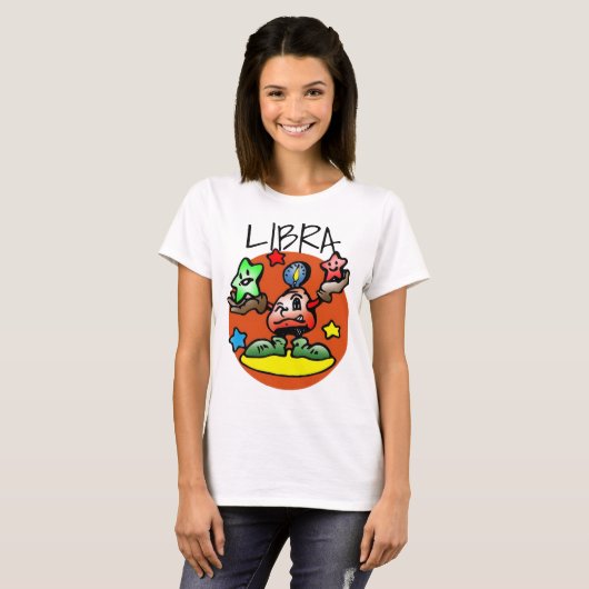 T-shirt Happy Libra Scales avec étoiles (Devant entier)