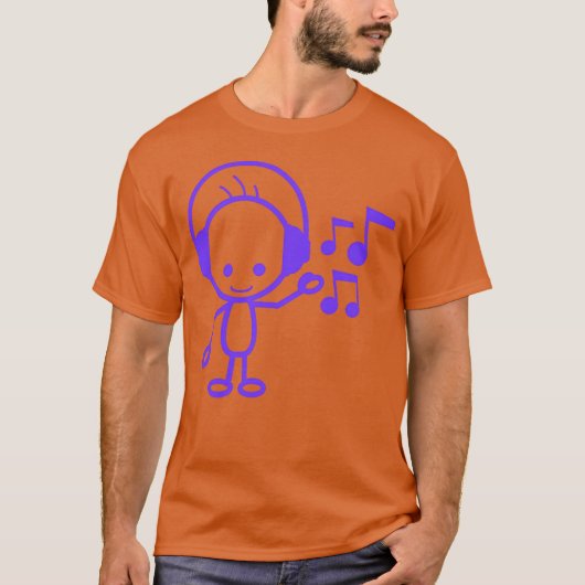 T-shirt Happy Little Man Music Écoute Musical Notes Amusan (Devant)