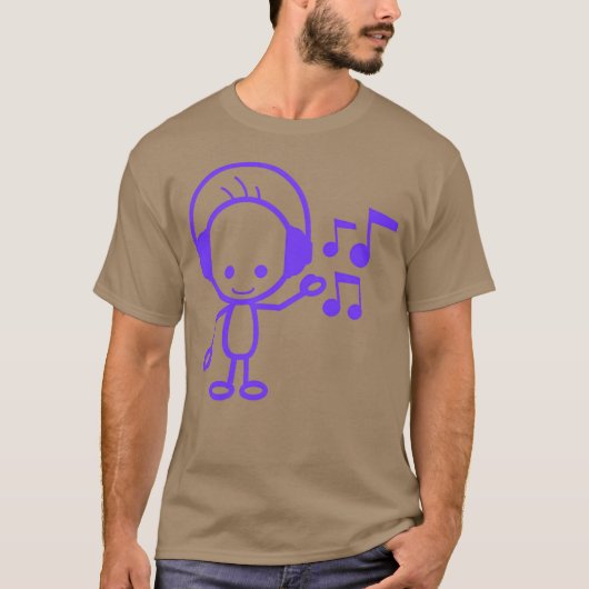 T-shirt Happy Little Man Music Écoute Musical Notes Amusan (Devant)