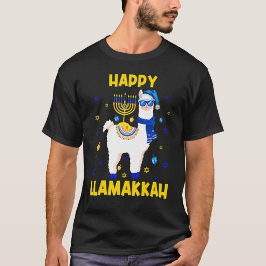 T-shirt Happy Llamakkah Hanukkah Chanukah Llama Alpaca Sun (Devant)