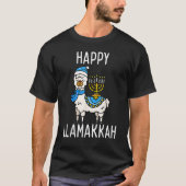 T-shirt Happy Llamakkah Hanukkah Llama Menorah Chanukah Al (Devant)