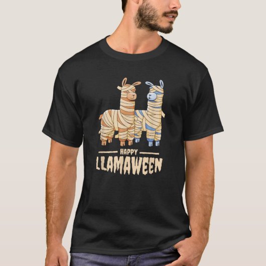 T-shirt Happy Llamaween Funny Halloween Llama Mummy Costum (Devant)
