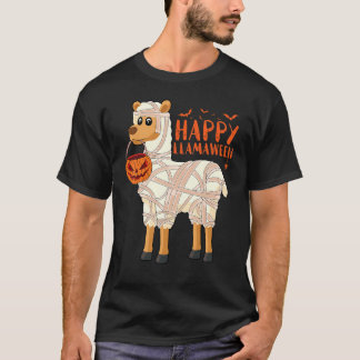 T-shirt Happy Llamaween  Halloween Llama Alpaca Mummy Pump