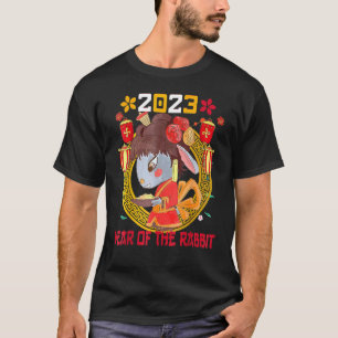 T-shirt Happy Lunar New Year 2023 Cute Chinese Rabbit Deco