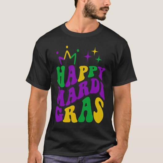 T-shirt Happy Mardi Gras Cool Mardi Gras Retro Groovy (Devant)