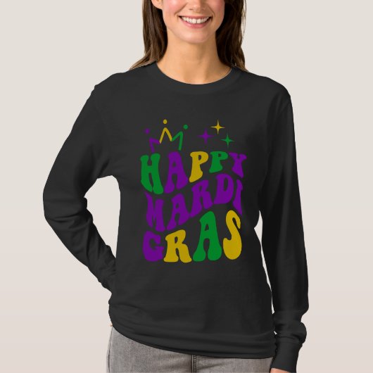 T-shirt Happy Mardi Gras Cool Mardi Gras Retro Groovy (Devant)