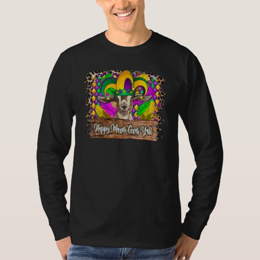 T-shirt Happy Mardi Gras Goat Crawfish Leopard For Man Wom (Devant)