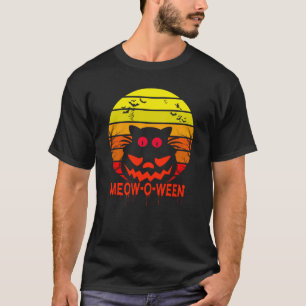 T-shirt Happy Meow-O-Ween Halloween Chat Été Rétro