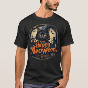 T-shirt Happy Meoween Chat Kitty Éffrayant Halloween T-shi
