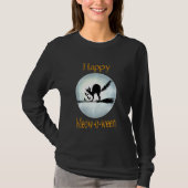 T-shirt Happy Meoween Funny sorcier Chat Broom Horreur M (Devant)