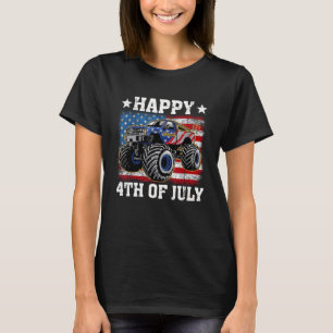 T-shirt Happy Monster Truck American Flag Vintage Retro 4t