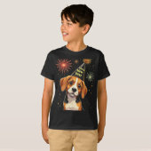 T-shirt Happy New Year 2025 Eve Firework Dog Funny Beagle  (Devant entier)