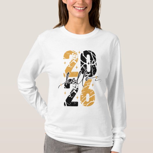 T-shirt Happy New Year 2026 Black & Gold (Devant)