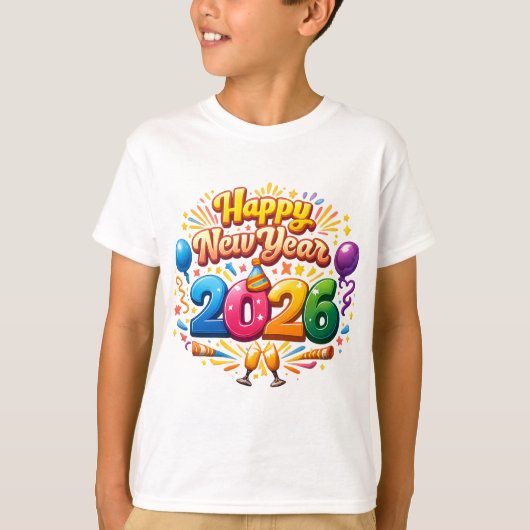 T-shirt Happy New Year 2026 Celebration – Festive Firework (Devant)