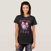 T-shirt Happy New Year 2026 Coquette Nk Bow Disco Ball Wom (Devant entier)