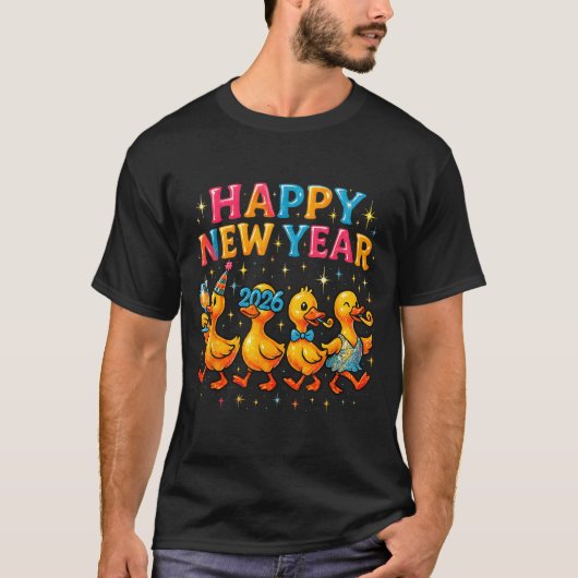 T-shirt Happy New Year 2026 Cute Duck Party Gift  (Devant)