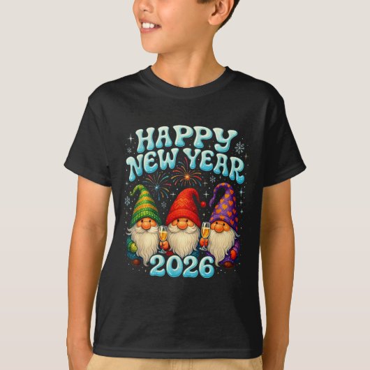 T-shirt Happy New Year 2026 Cute Gnome Party Gift  (Devant)