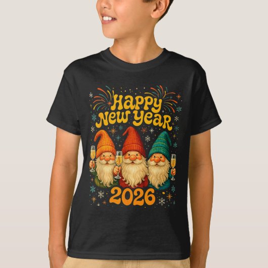 T-shirt Happy New Year 2026 Cute Gnome Party Gift  (Devant)