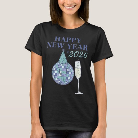 T-shirt Happy New Year 2026 Disco Ball Celebration (Devant)