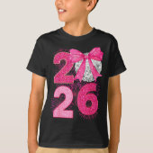 T-shirt Happy New Year 2026 Disco Ball Nk Coquette Bow Fam (Devant)