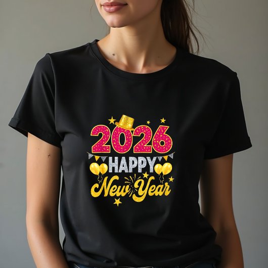 T-shirt Happy New Year 2026 Fireworks Party Comfort