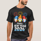 T-shirt Happy New Year 2026 Gnome With Fireworks And Champ (Devant)