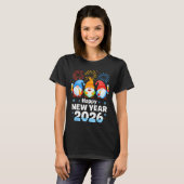 T-shirt Happy New Year 2026 Gnome With Fireworks And Champ (Devant entier)