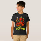 T-shirt Happy New Year 2026 Octopus Drinking Champagne New (Devant entier)